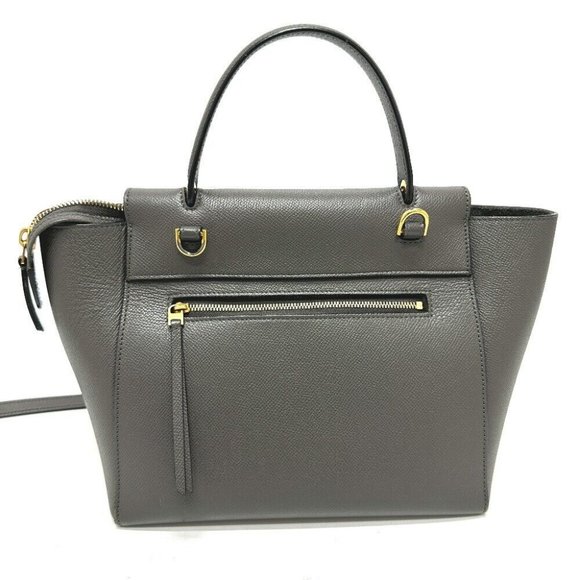 Auth CELINE 189153 logo Belt bag micro 2WAY Shoulder Bag Hand Bag Leather gray - Picture 1 of 16